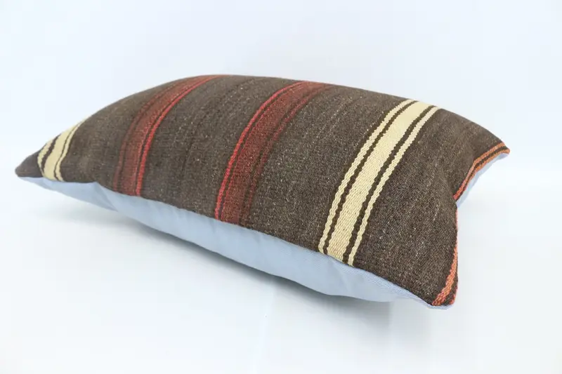 Decorative Bolster Pillow Cover, 20x28 Brown Cushion Cover, Outdoor Throw Pillow Cover, Pillow for Sofa, Kilim Pillow Cover, Kilim Pillow, Cushion - 6