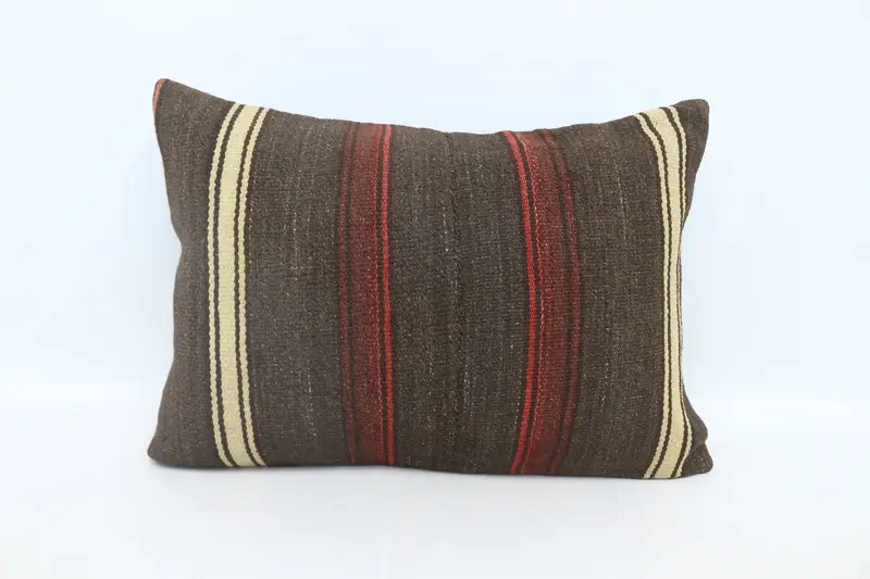Decorative Bolster Pillow Cover, 20x28 Brown Cushion Cover, Outdoor Throw Pillow Cover, Pillow for Sofa, Kilim Pillow Cover, Kilim Pillow, Cushion - 1