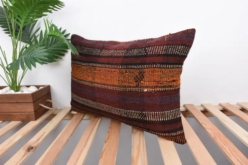 Cushion Cover, Pillow for Couch, Interior Designer Pillow, 16x24 Orange Cushion, Bench Pillow, Gift Pillow, Ethnic Throw Pillow Cover - 5
