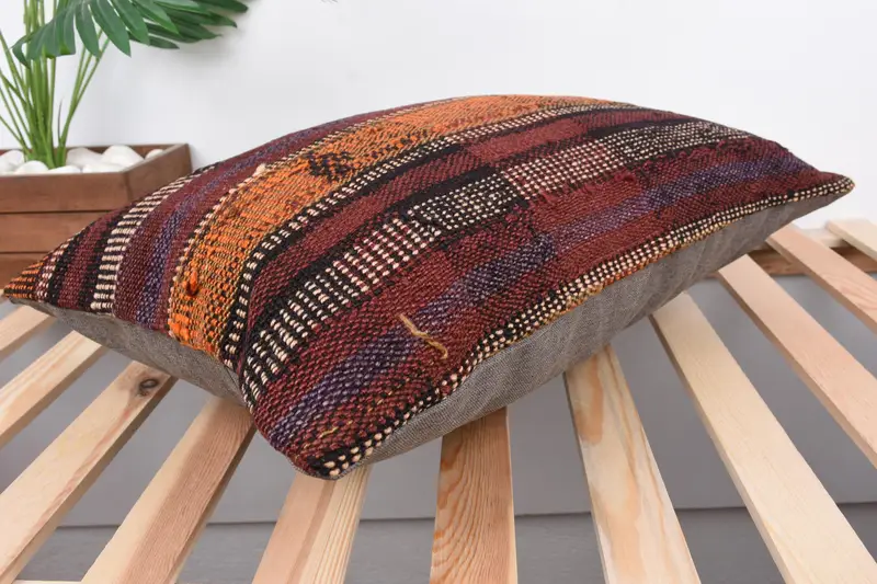 Cushion Cover, Pillow for Couch, Interior Designer Pillow, 16x24 Orange Cushion, Bench Pillow, Gift Pillow, Ethnic Throw Pillow Cover - 6