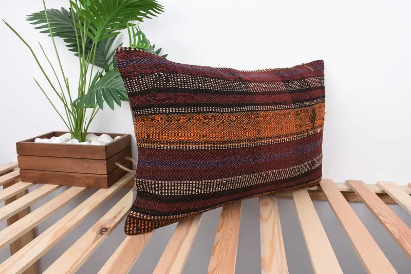 Cushion Cover, Pillow for Couch, Interior Designer Pillow, 16x24 Orange Cushion, Bench Pillow, Gift Pillow, Ethnic Throw Pillow Cover - 4
