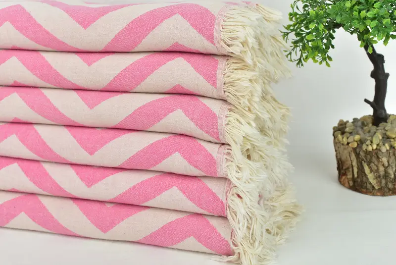 Large Beach Towel Personalized, Absorbent towel, Valentines Day Gift, Personalized Turkish Towel, Wedding Gift, 70x40 Cotton Zigzag Design Towel - 5