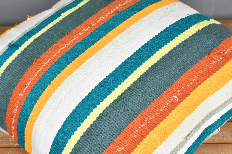 Kilim Pillow Cover, Bohemian Cushion Pillow Case, Garden Cushion Cover, Gift Pillow, Cushion Case, 24x24 White Pillow Sham, Handmade Kilim Cushion - 3