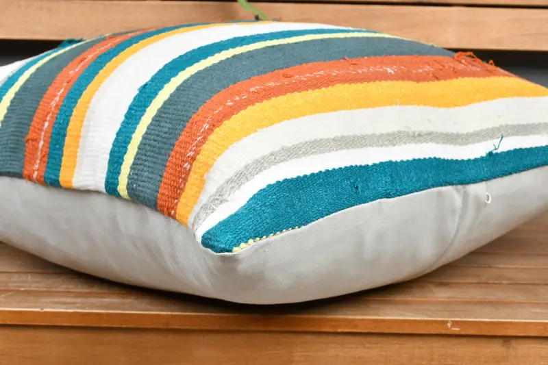 Kilim Pillow Cover, Bohemian Cushion Pillow Case, Garden Cushion Cover, Gift Pillow, Cushion Case, 24x24 White Pillow Sham, Handmade Kilim Cushion - 4