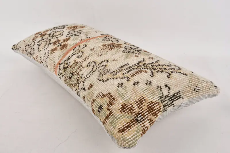 Accent Throw Cushion, Gift Pillow, 12x24 Beige Cushion, Ottoman Pillow, Sofa Pillow, Kilim Cushion Sham, Handmade Kilim Cushion, Pillow Case - 6