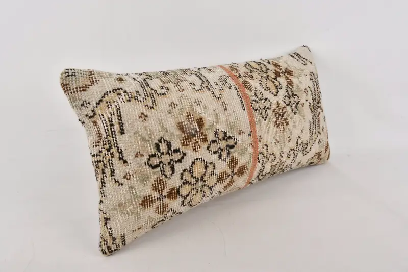 Accent Throw Cushion, Gift Pillow, 12x24 Beige Cushion, Ottoman Pillow, Sofa Pillow, Kilim Cushion Sham, Handmade Kilim Cushion, Pillow Case - 3