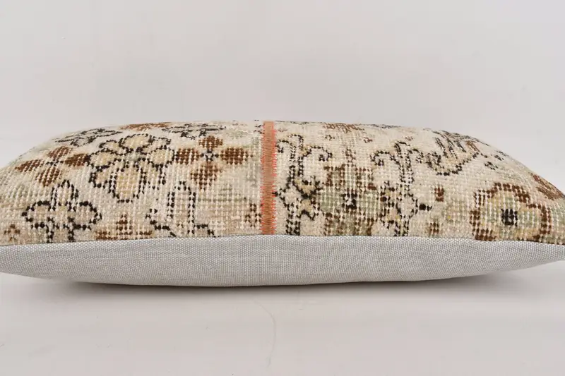 Accent Throw Cushion, Gift Pillow, 12x24 Beige Cushion, Ottoman Pillow, Sofa Pillow, Kilim Cushion Sham, Handmade Kilim Cushion, Pillow Case - 5