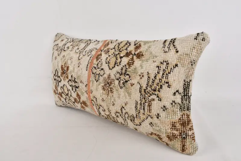 Accent Throw Cushion, Gift Pillow, 12x24 Beige Cushion, Ottoman Pillow, Sofa Pillow, Kilim Cushion Sham, Handmade Kilim Cushion, Pillow Case - 4