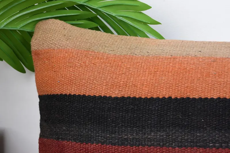 Handmade Kilim Cushion, Gift Pillow, Kilim Pillow Cover, 12x24 Orange Cushion Case, Cushion Case, Morroccon Kilim Cushion Pillow Cover - 2