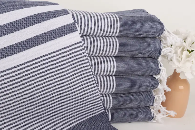 Navy Cotton Towel Personalized Turkish Beach Towel, 40x71 Inches