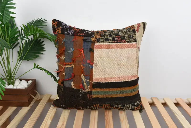 Kilim Pillow Cover, Personalized Gift Pillow Pillow, Cushion Cover, Boho Pillow, 24x24 Red Pillow Case, Ethnical Kilim Rug Pillow - 1
