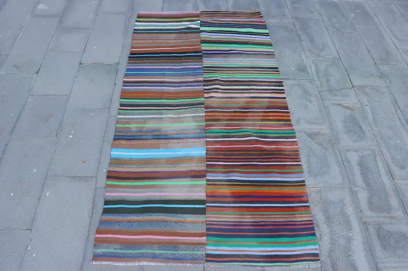 Rainbow Polka Dot Rug, 3.7x7.6 ft Vibrant Decor