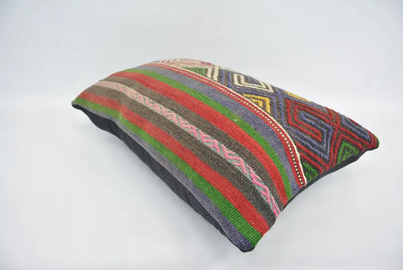 Ethnical Kilim Rug Pillow, Kilim Cushion Sham, Home Decor Pillow, Cushion Cover, 16x24 Green Pillow Case, Christmas Pillow, Pattern Throw Cushion - 6