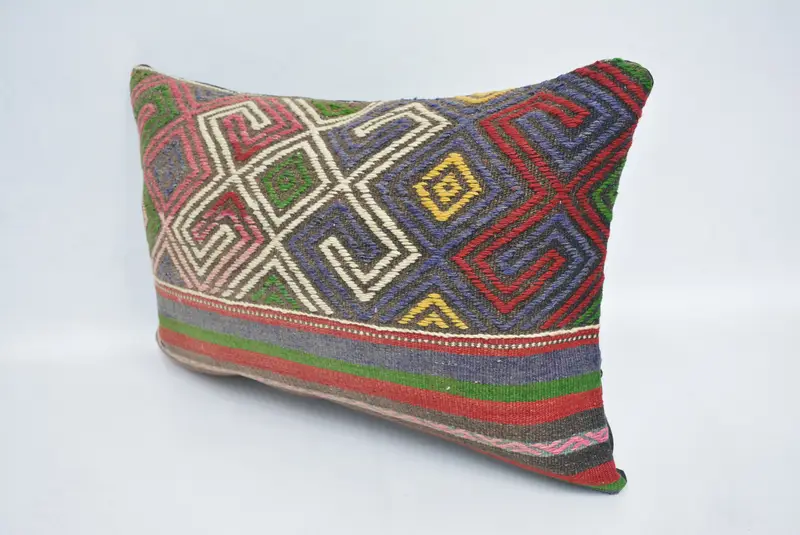 Ethnical Kilim Rug Pillow, Kilim Cushion Sham, Home Decor Pillow, Cushion Cover, 16x24 Green Pillow Case, Christmas Pillow, Pattern Throw Cushion - 4
