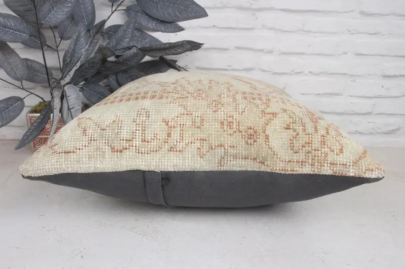 Caja de almohada, caja de almohada de beige 20x20, estuche de almohada de kilim vintage, almohada de kilim vintage, almohada vintage, almohada boho, cubierta de almohada oriental - 5