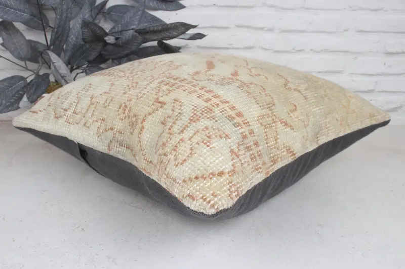 Caja de almohada, caja de almohada de beige 20x20, estuche de almohada de kilim vintage, almohada de kilim vintage, almohada vintage, almohada boho, cubierta de almohada oriental - 6