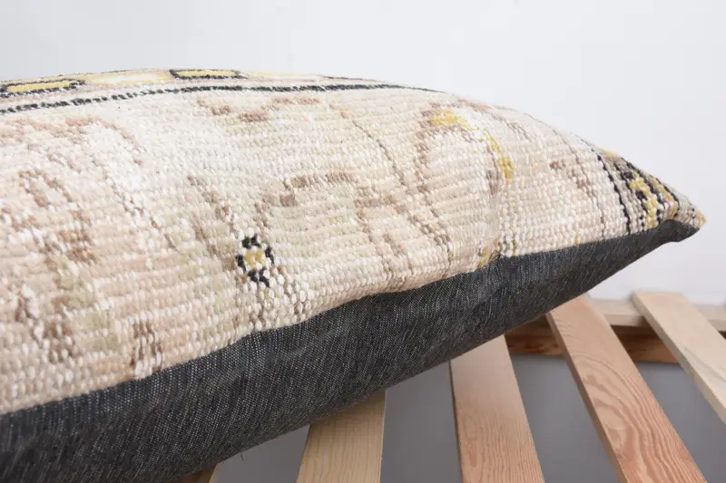 Cushion Case, Decorative Cushion Case, Throw Kilim Pillow, Outdoor Pillow Sham, Vintage Kilim Pillow, 16x24 Beige Pillow Sham, Vintage Pillow - 7