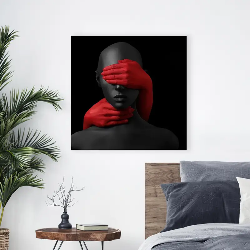 Trendy Black & Red Printed Glass for Modern Bedrooms