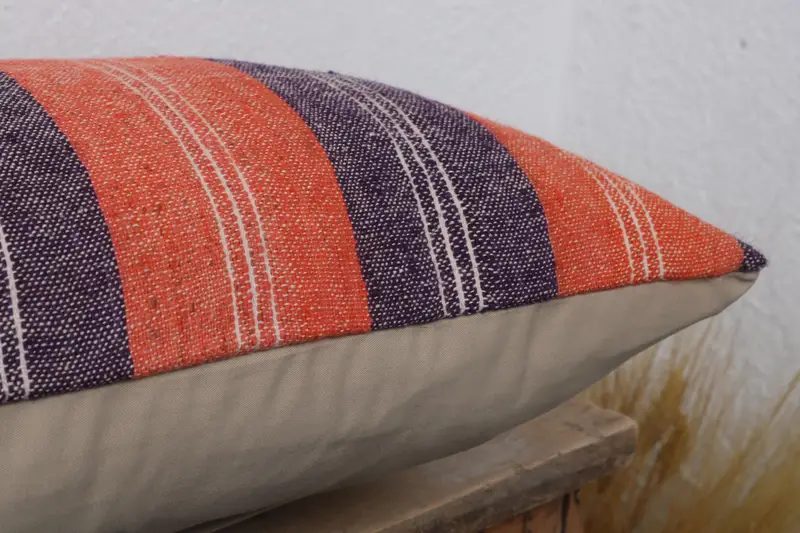 Throw Kilim Pillow, Natural Pillow, Authentic Cushion Cover, Turkish Pillow, Pillow for Sofa, Cushion, 12x24 Orange Pillow Sham - 6