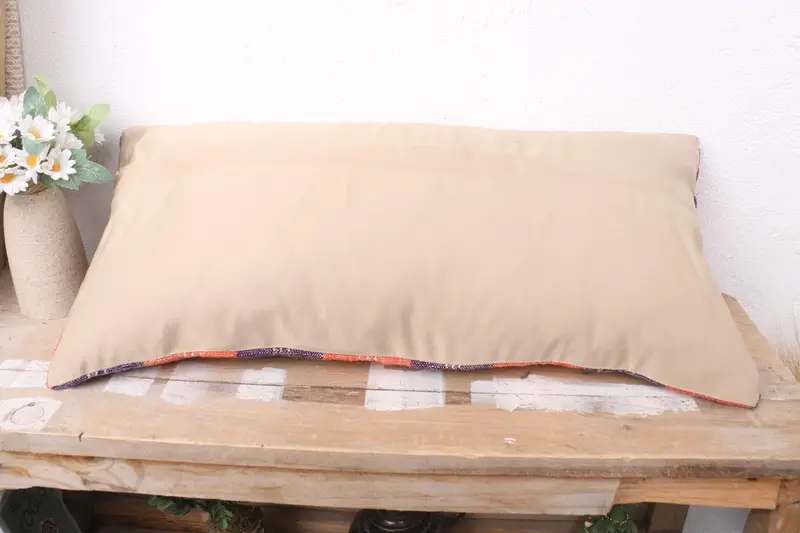 Throw Kilim Pillow, Natural Pillow, Authentic Cushion Cover, Turkish Pillow, Pillow for Sofa, Cushion, 12x24 Orange Pillow Sham - 7