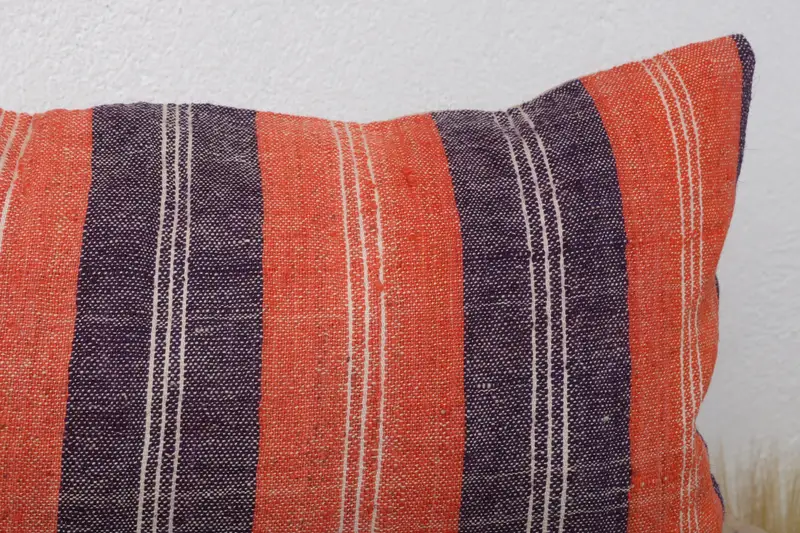 Throw Kilim Pillow, Natural Pillow, Authentic Cushion Cover, Turkish Pillow, Pillow for Sofa, Cushion, 12x24 Orange Pillow Sham - 5
