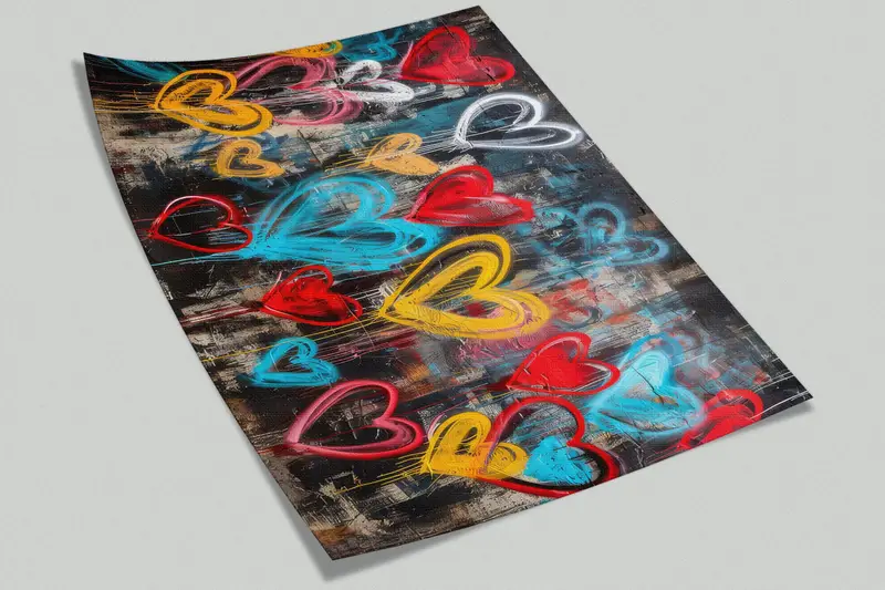 Love Graffiti Wall Decals, Hearts Graffiti Wall Art, Colorful Hearts Graffiti Mural, Graffiti Paper Art, Art Deco Wallpaper, - 5
