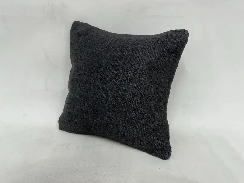 Handmade Kilim Cushion, 16x16 Gray Cushion Case, Ottoman Pillow, Vintage Kilim Throw Pillow, Boho Pillow Sham Cover, Pillow, Decorative Pillow Case - 4