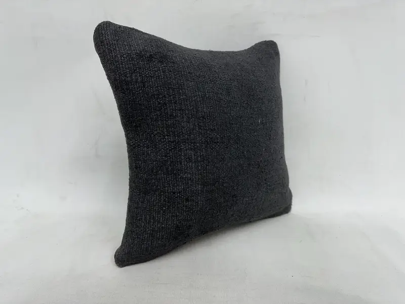 Handmade Kilim Cushion, 16x16 Gray Cushion Case, Ottoman Pillow, Vintage Kilim Throw Pillow, Boho Pillow Sham Cover, Pillow, Decorative Pillow Case - 3