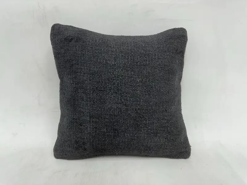 Handmade Kilim Cushion, 16x16 Gray Cushion Case, Ottoman Pillow, Vintage Kilim Throw Pillow, Boho Pillow Sham Cover, Pillow, Decorative Pillow Case - 1