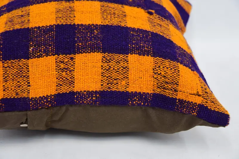 Pillow Case, Pillow for Couch, Vintage Kilim Pillow, Vintage Cushion Cover, 12x12 Orange Cushion Case, Kilim Pillow - 5