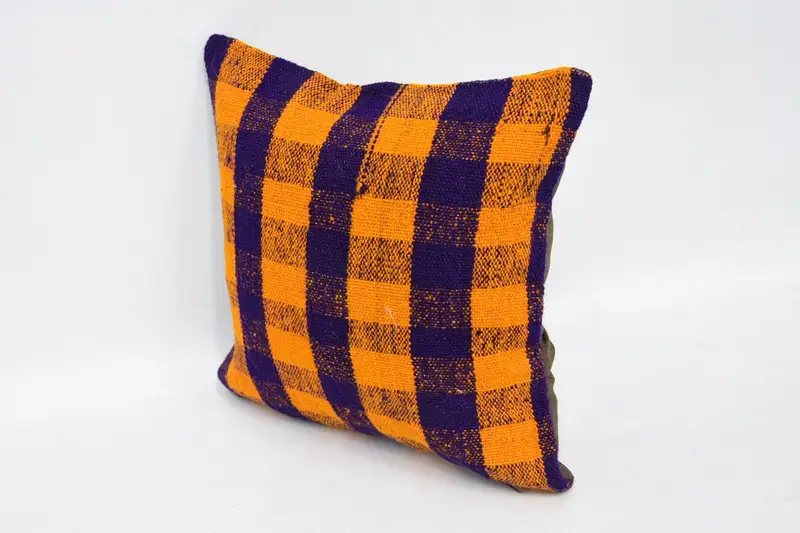 Pillow Case, Pillow for Couch, Vintage Kilim Pillow, Vintage Cushion Cover, 12x12 Orange Cushion Case, Kilim Pillow - 4