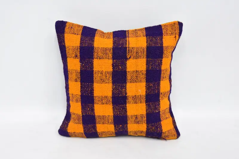 Pillow Case, Pillow for Couch, Vintage Kilim Pillow, Vintage Cushion Cover, 12x12 Orange Cushion Case, Kilim Pillow - 1