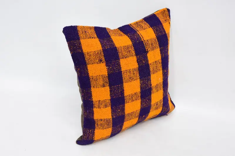 Pillow Case, Pillow for Couch, Vintage Kilim Pillow, Vintage Cushion Cover, 12x12 Orange Cushion Case, Kilim Pillow - 3