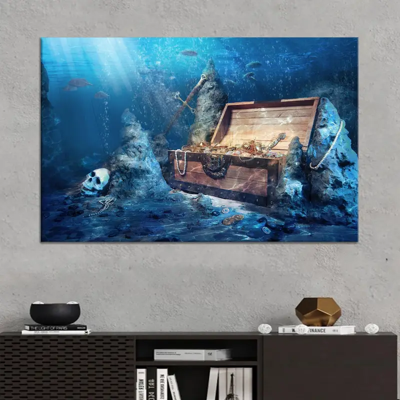 Moderne Piratenschatz-Ozean-Leinwand für Kinderzimmerdekoration