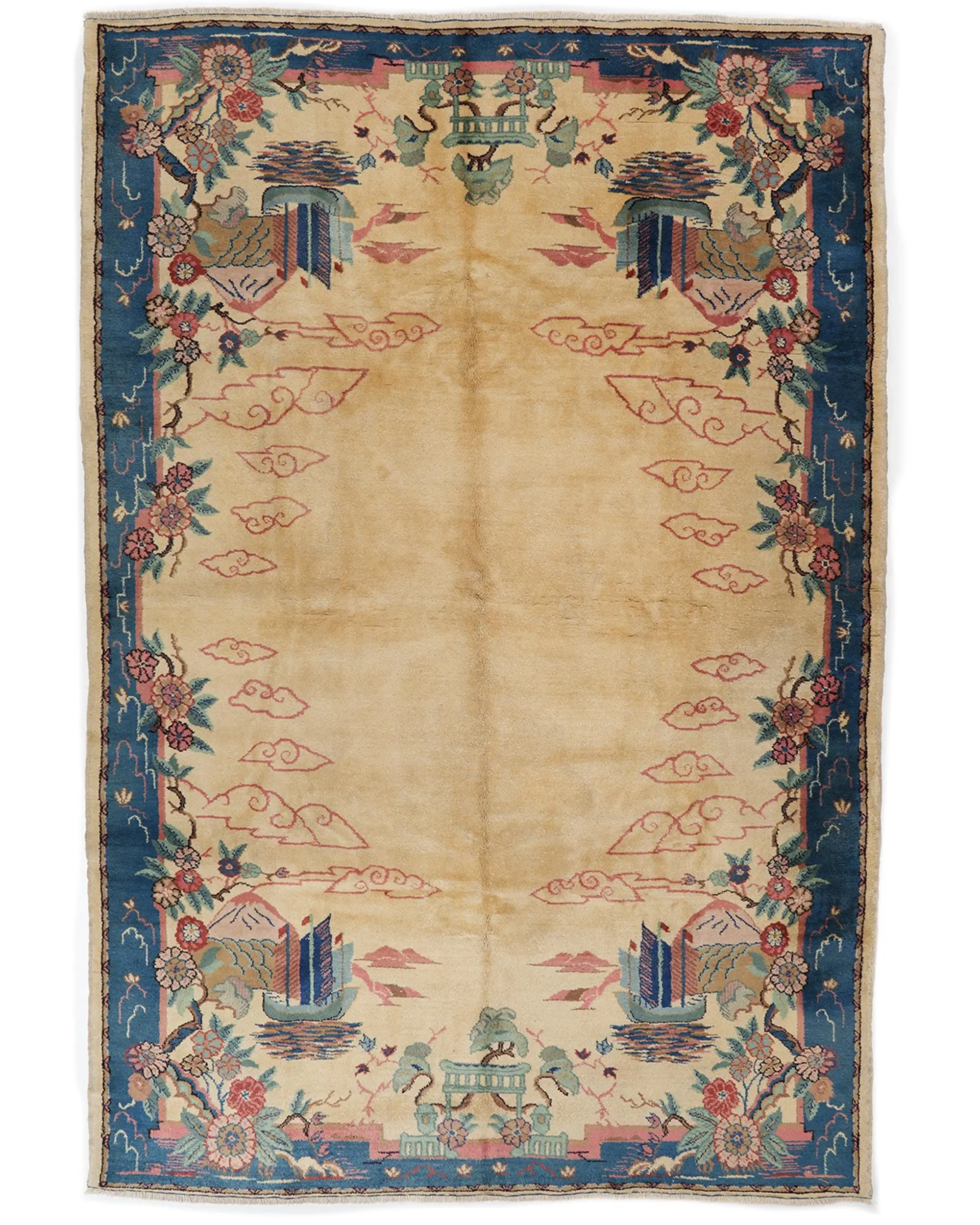 Vintage Türk Halısı, 6.8x9.9 ft Halı, Mavi Büyük Halı - 1