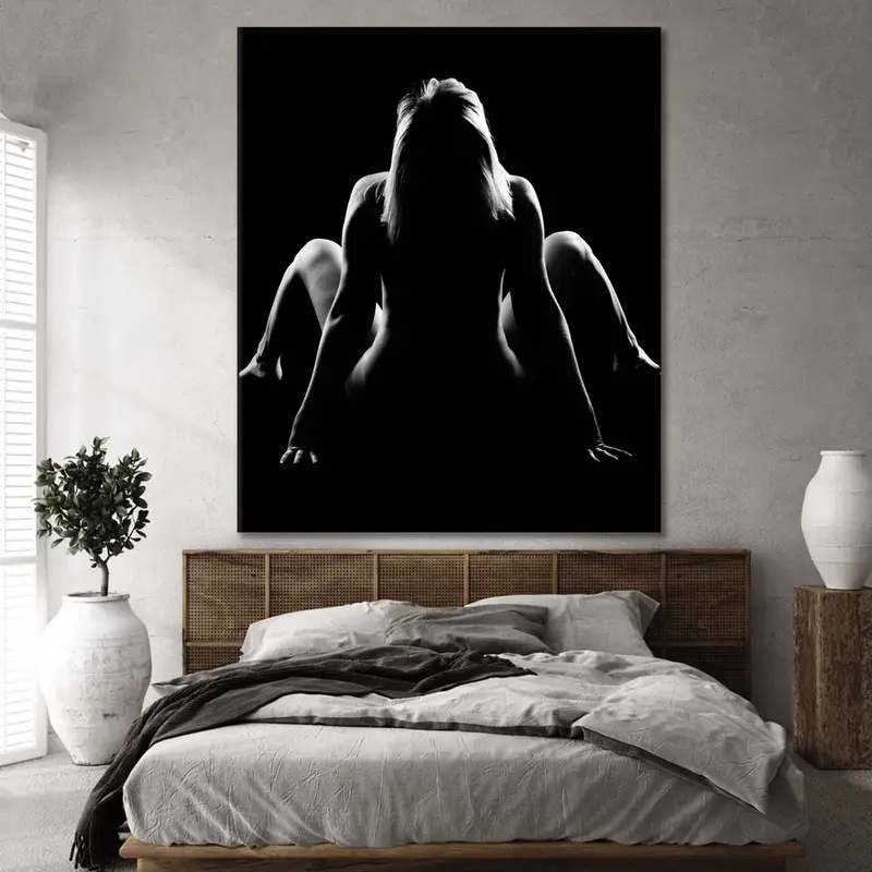 Nude Canvas Art, Woman Erotic Wall Art, Sexy Body Decor, Erotic Art Nudity, Modern Home Artwork, Nude Woman Bodyscape, Woman Canvas, Mature - 4