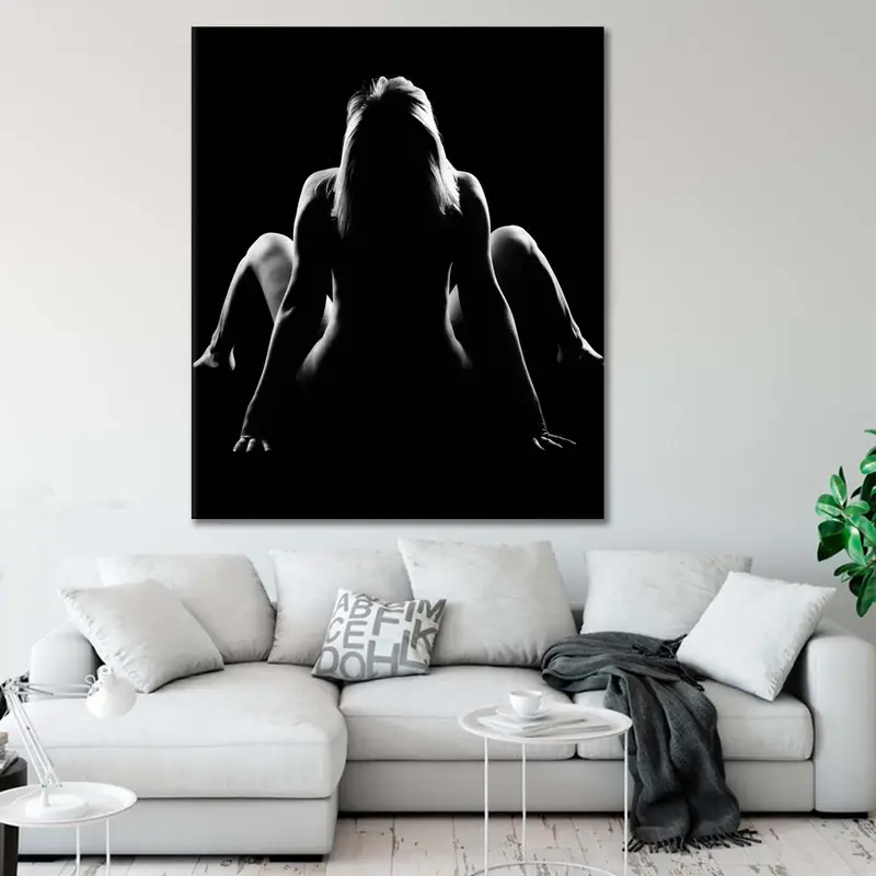 Nude Canvas Art, Woman Erotic Wall Art, Sexy Body Decor, Erotic Art Nudity, Modern Home Artwork, Nude Woman Bodyscape, Woman Canvas, Mature - 1