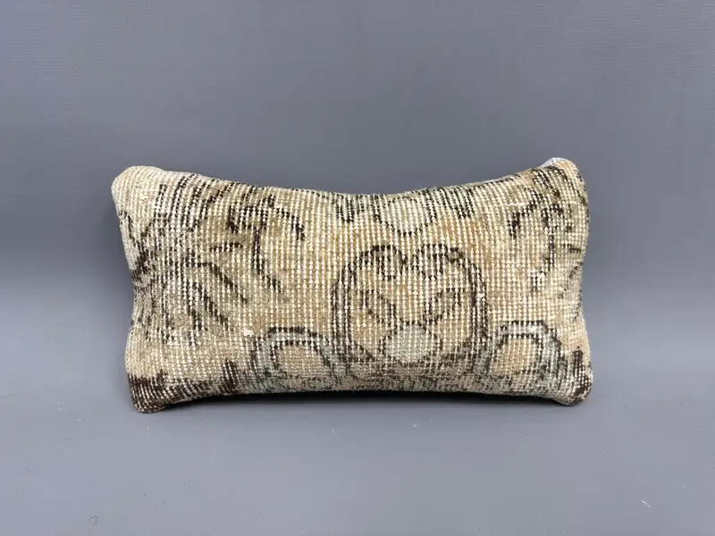 Pillow Case, Meditation Pillow Case, Accent Throw Cushion Cover, Throw Kilim Pillow, Ethnical Kilim Rug Pillow, 8x16 Beige Pillow Sham, Kilim Pillow - 4