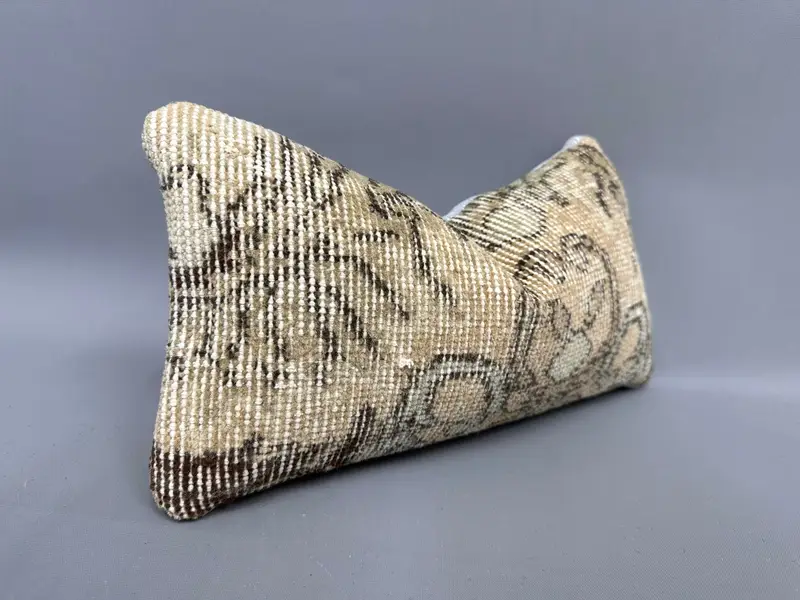 Pillow Case, Meditation Pillow Case, Accent Throw Cushion Cover, Throw Kilim Pillow, Ethnical Kilim Rug Pillow, 8x16 Beige Pillow Sham, Kilim Pillow - 2