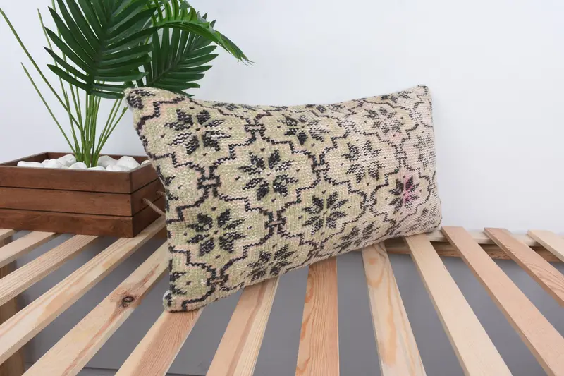 Aztec Cushion, Kilim Pillow, Throw Kilim Pillow, Pillow Case, 12x24 Green Pillow Sham, Nautical Throw Pillow Case, Vintage Pillow - 4