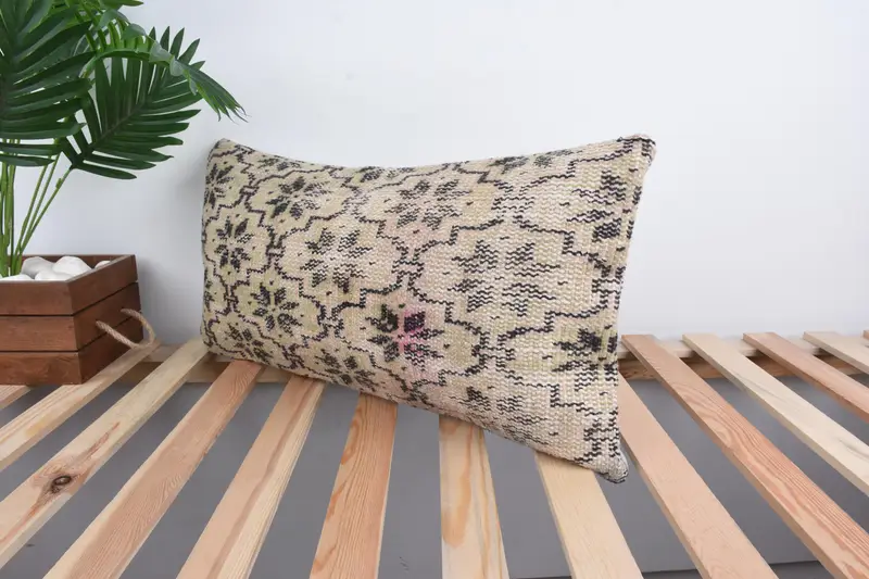 Aztec Cushion, Kilim Pillow, Throw Kilim Pillow, Pillow Case, 12x24 Green Pillow Sham, Nautical Throw Pillow Case, Vintage Pillow - 5