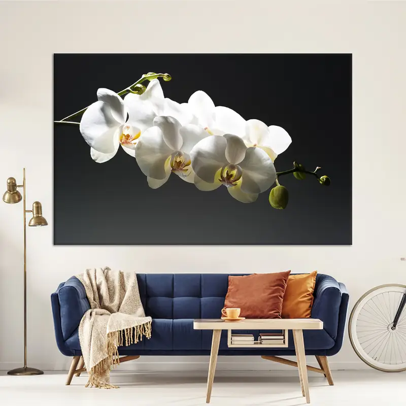 Eleganter Leinwanddruck mit weißen Orchideen: Künstlerisches Geschenk für Blumenliebhaber