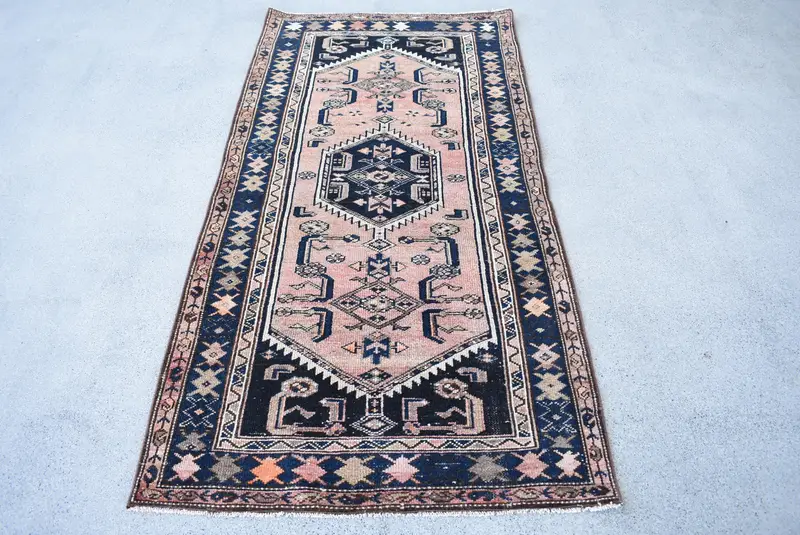 Alfombra turca, alfombra decorativa de 3,3x6,5 pies, alfombra oriental de bronce Oushak - 1