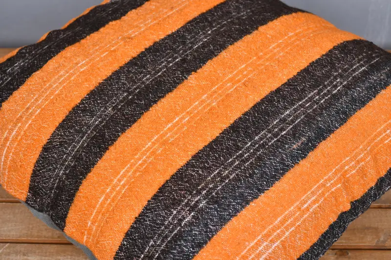 Ethnical Kilim Rug Pillow, Cushion Cover, Kilim Cushion Sham, Vintage Kilim Pillow, 20x20 Orange Pillow Sham, Tribal Cushion Case - 4