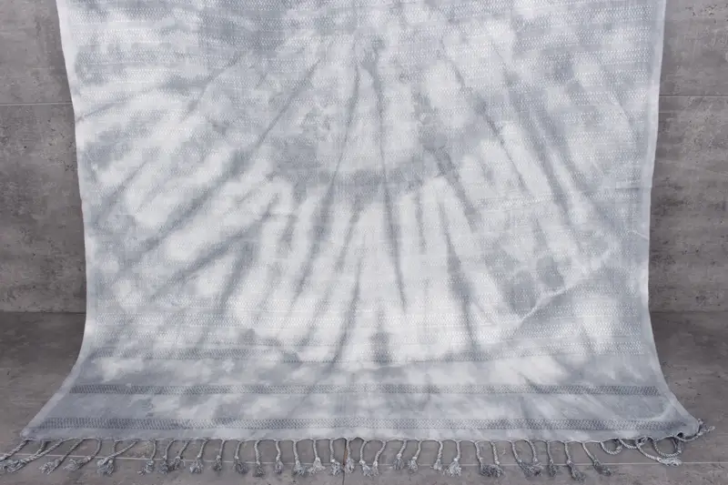Beach Towel Personalized Monogram Gray Tie Dye, Organic Cotton, 36x67 Inches