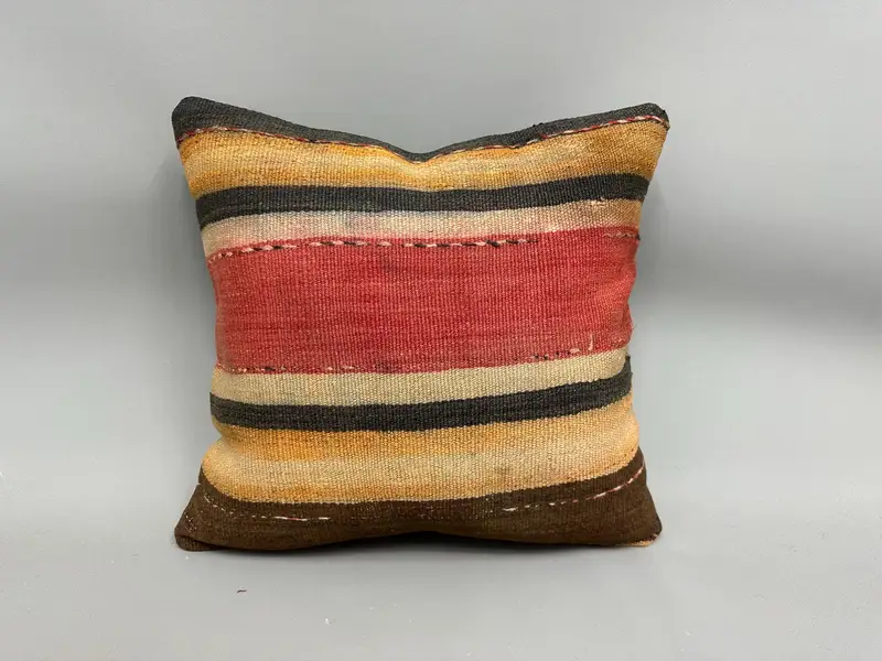 Cushion Case, Vintage Pillow, Luxury Cushion, Retro Pillow Case, Kilim Pillow, Lounge Throw Cushion, 18x18 Red Pillow Case, Turkish Pillow - 4