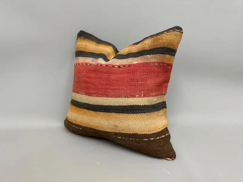 Cushion Case, Vintage Pillow, Luxury Cushion, Retro Pillow Case, Kilim Pillow, Lounge Throw Cushion, 18x18 Red Pillow Case, Turkish Pillow - 3