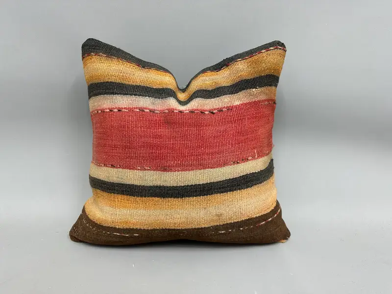 Cushion Case, Vintage Pillow, Luxury Cushion, Retro Pillow Case, Kilim Pillow, Lounge Throw Cushion, 18x18 Red Pillow Case, Turkish Pillow - 1