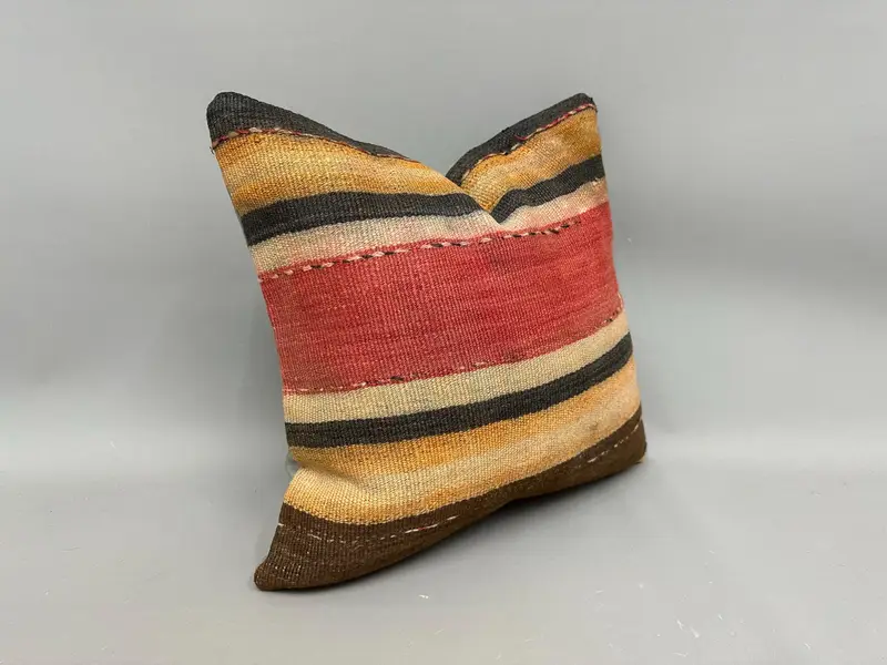 Cushion Case, Vintage Pillow, Luxury Cushion, Retro Pillow Case, Kilim Pillow, Lounge Throw Cushion, 18x18 Red Pillow Case, Turkish Pillow - 2