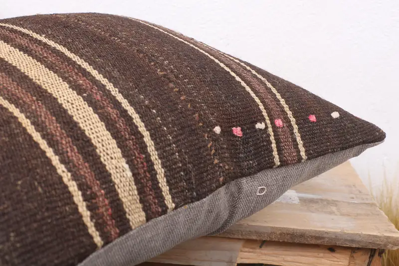Home Decor Pillow, Turkish Kilim Pillow, Outdoor Bolster Pillow Sham, Pillow Case, 18x18 Brown Pillow Sham, Antique Pillows - 6